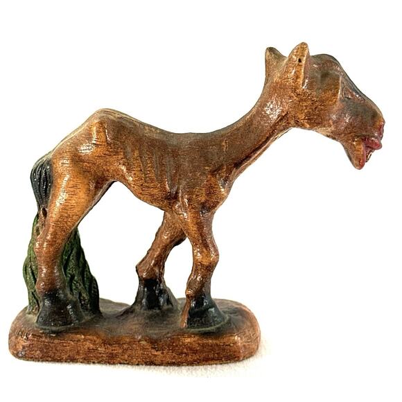 Vintage Multi Products Hungry Horse Figurine 5” Composite Wood Pulp Syroco Style - Picture 4 of 7